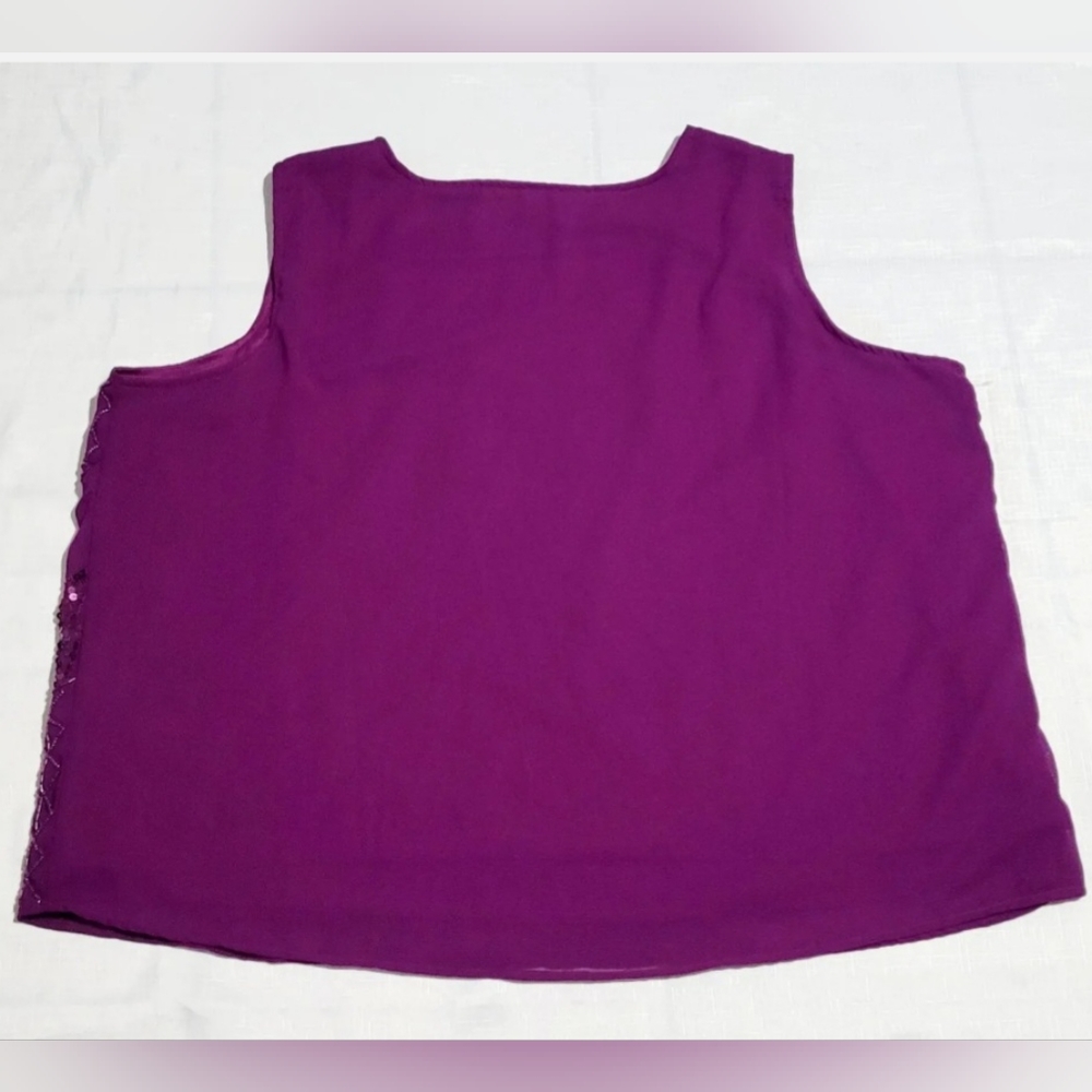 Roamans Top Purple Sequined embroidery Blouse Sz 24W 2 pieces - Picture 2 of 8